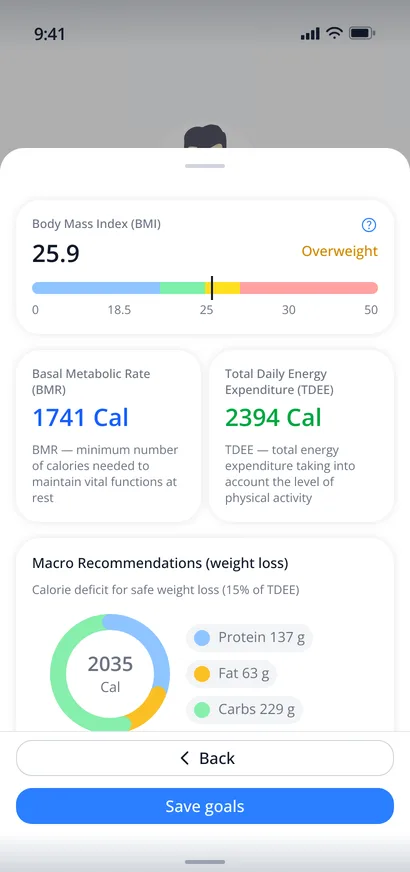 nodiet.ai macro goal calculation