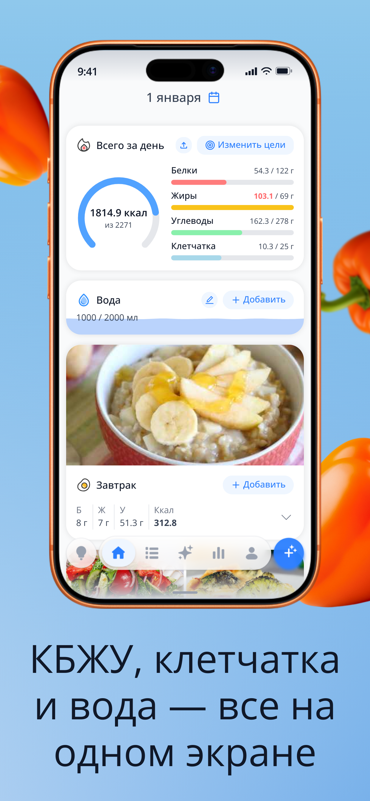 Приложение nodiet.ai — КБЖУ и клетчатка на одном экране