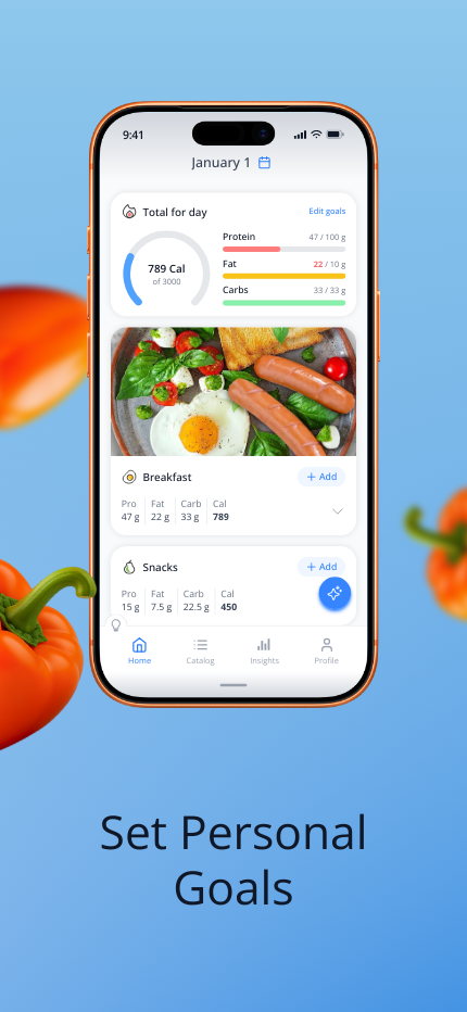nodiet.ai app — personal nutrition goal settings